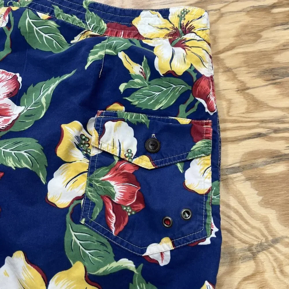 Polo Ralph Lauren Swim Trunks Mens 38 Floral Hawaiian Mesh Lined Drawstring